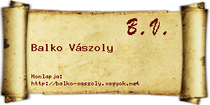 Balko Vászoly névjegykártya